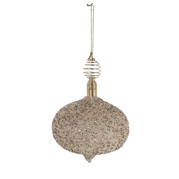 Beaded Onion Shape Christmas Ornament Gold Silver 5x4.5" Holiday Decor Christmas - Picture 15 of 16